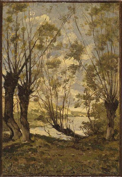 Henri Harpignies Willows on the Banks of the Loire Spain oil painting art